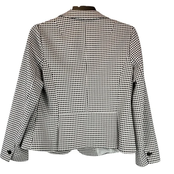 Talbots Checkered Gingham Blazer Suit Coat Jacket Mid-Weight Black White Sz L - Picture 2 of 11